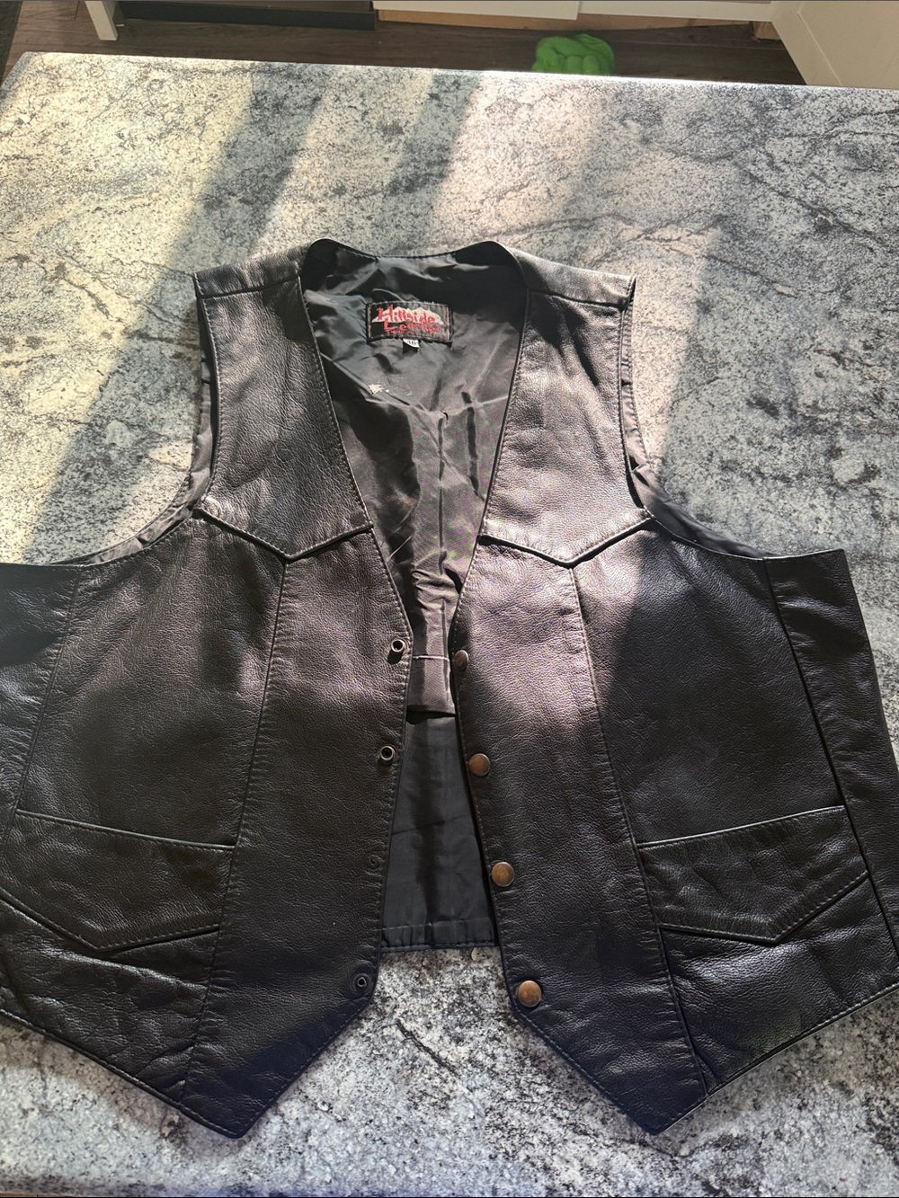 Black Leather Vest - Unbranded Classic Women's Moto Vest